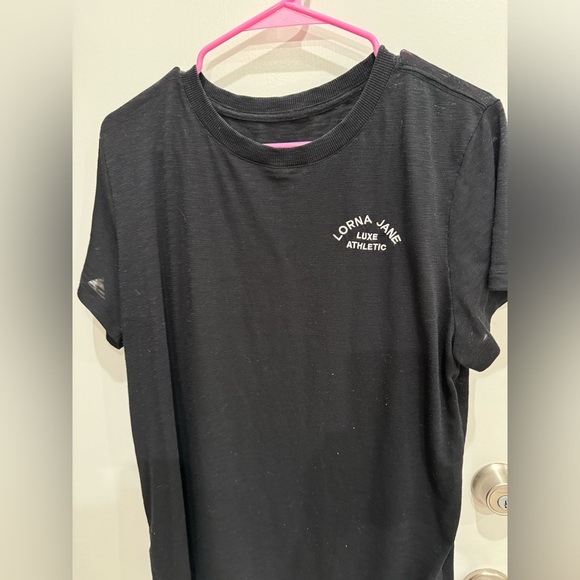 Lorna Jane Black logo T Shirt (L) - Picture 1 of 5
